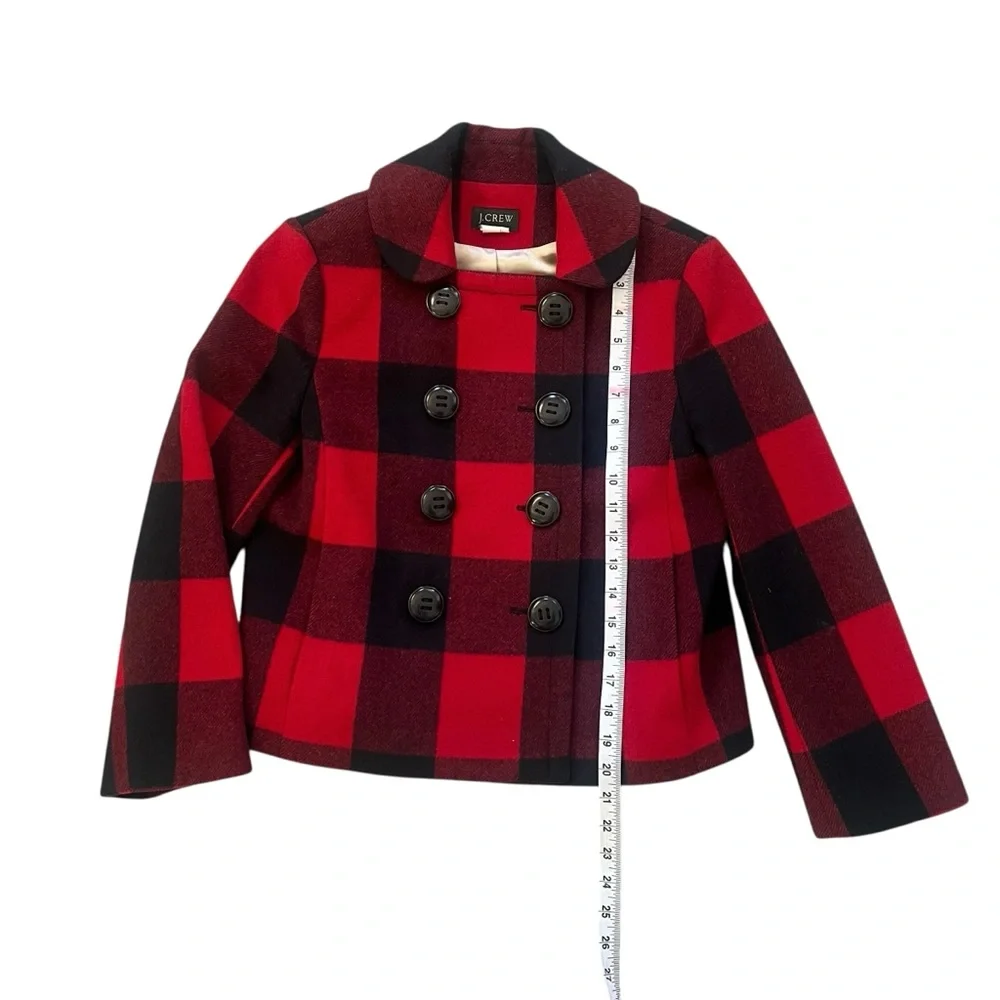 J.Crew Buffalo Check Short Peacoat Wool Red & Black Size 0 - Picture 10 of 11